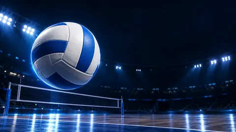 Bola de vôlei em arena iluminada